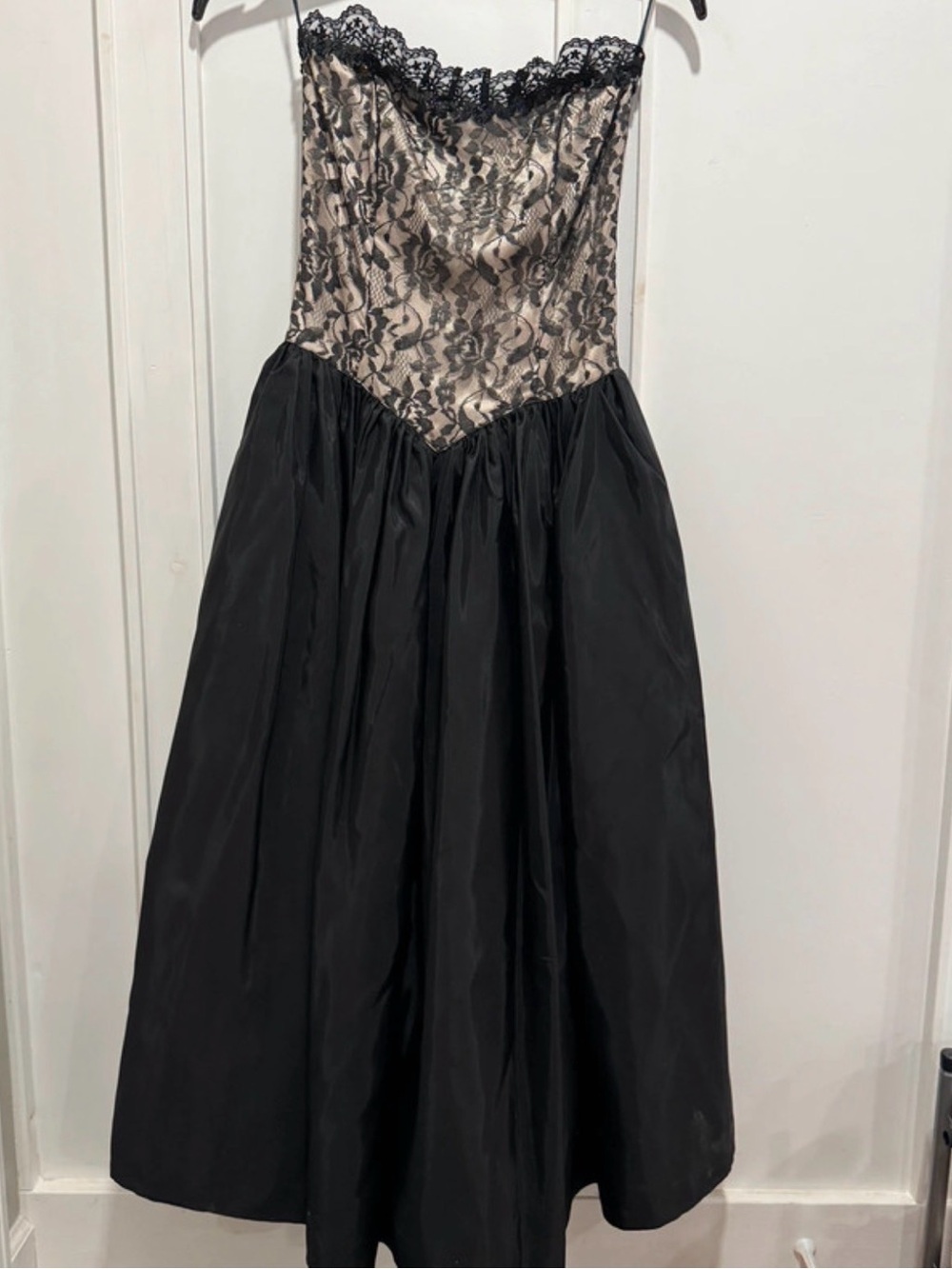 VTG Gunne Sax 1980s Dropped Waist Goth Lace Corset Midi Dress XXS/XS